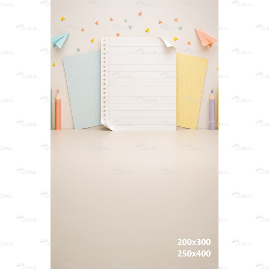 Tło fotograficzne „Pastelowa Kartka z Zeszytu i Papierowe Samoloty” | 4255